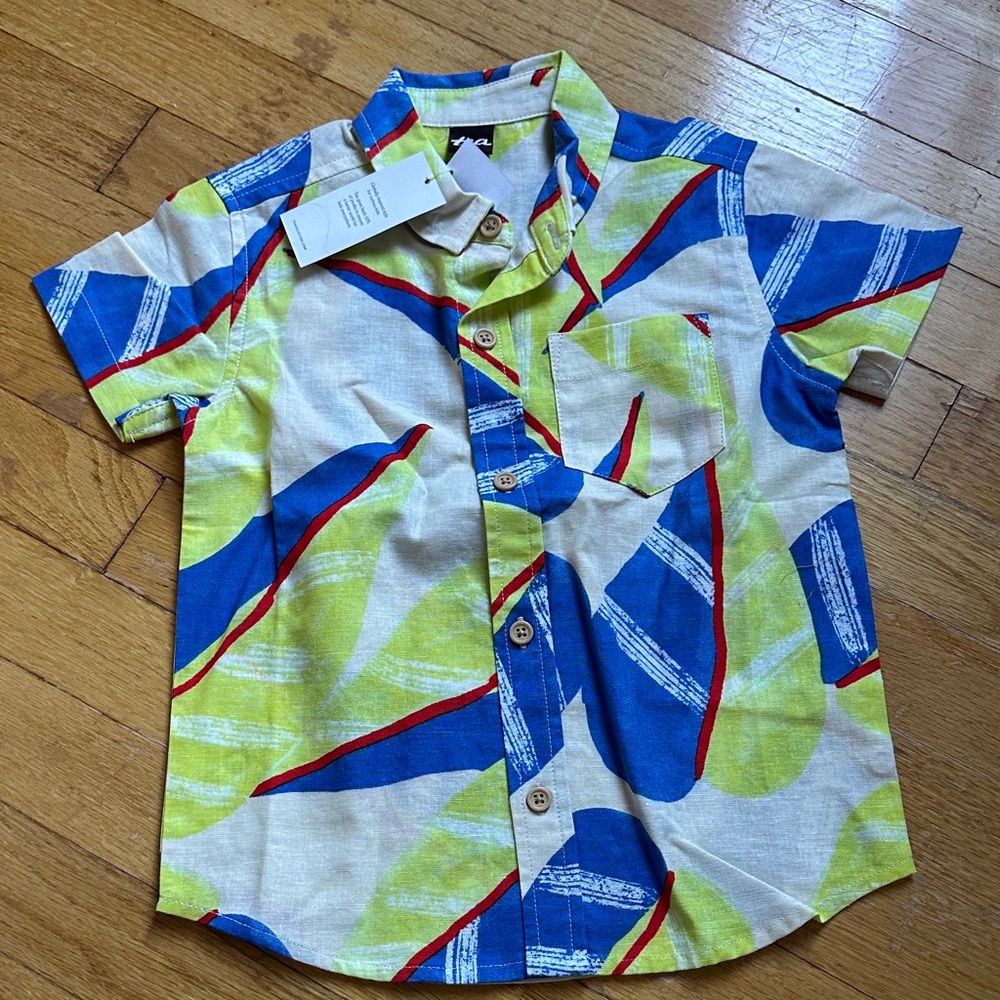 Tea Collection Blue and Yellow Kids Button Down Shirt